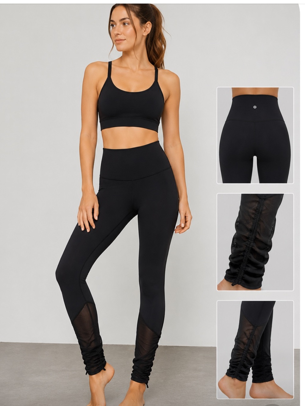 Lululemon High-Rise Scrunch Ankle Leggings with Mesh Panel Size 8